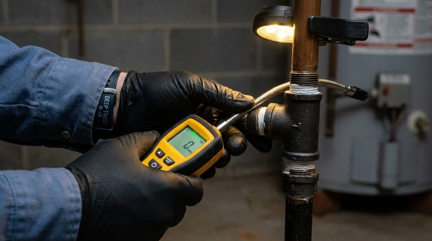 Gas leak detection with electronic sniffer by Johns Plumbing LLC in Blackstone